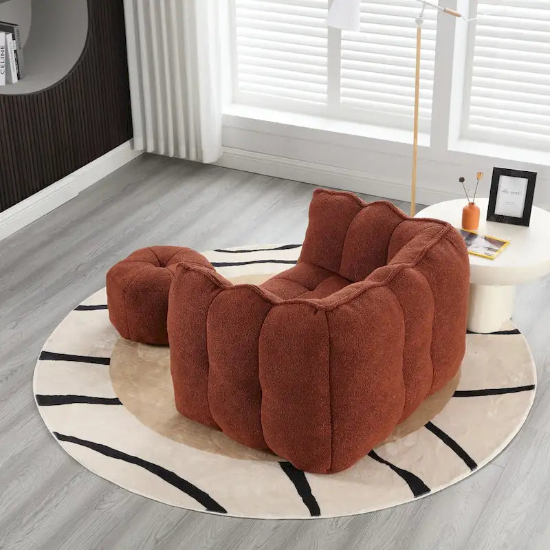 Coffee Square Bean Bag Chair with Footstool, Seats 1