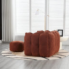 Coffee Square Bean Bag Chair with Footstool, Seats 1