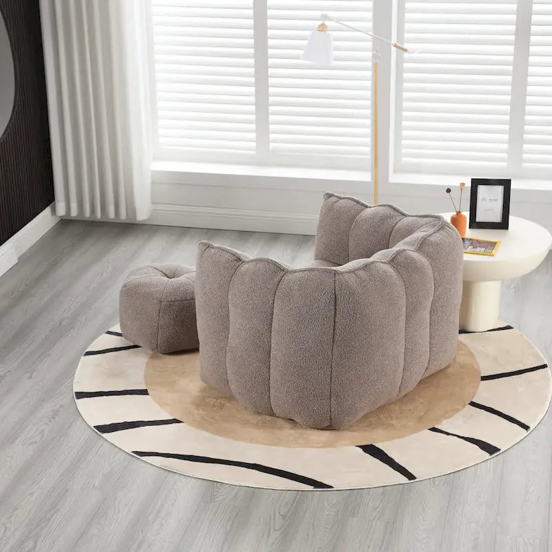 Coffee Square Bean Bag Chair with Footstool, Seats 1