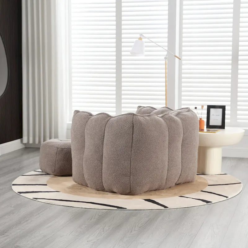 Coffee Square Bean Bag Chair with Footstool, Seats 1