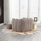 Coffee Square Bean Bag Chair with Footstool, Seats 1