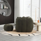 Coffee Square Bean Bag Chair with Footstool, Seats 1