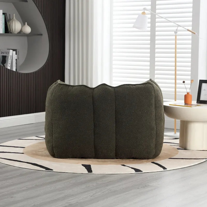 Coffee Square Bean Bag Chair with Footstool, Seats 1