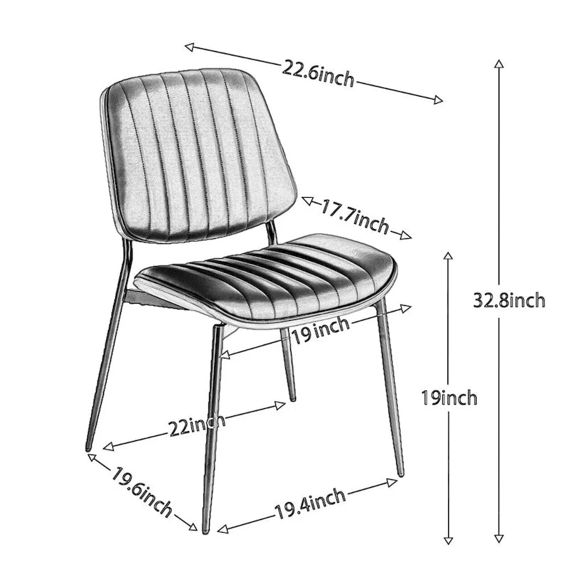 Beige / Black PU Dining Chair, Mid-Century Style, Set of 2