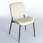 Beige / Black PU Dining Chair, Mid-Century Style, Set of 2
