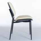Beige / Black PU Dining Chair, Mid-Century Style, Set of 2