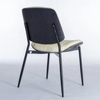 Beige / Black PU Dining Chair, Mid-Century Style, Set of 2