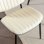 Beige / Black PU Dining Chair, Mid-Century Style, Set of 2