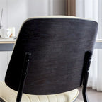 Beige / Black PU Dining Chair, Mid-Century Style, Set of 2