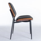 Beige / Black PU Dining Chair, Mid-Century Style, Set of 2