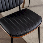 Beige / Black PU Dining Chair, Mid-Century Style, Set of 2