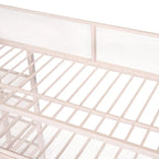 White/Pink/Black Twin Metal Loft Bed with Shelves, 1-Person