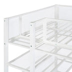 White/Pink/Black Twin Metal Loft Bed with Shelves, 1-Person
