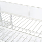 White/Pink/Black Twin Metal Loft Bed with Shelves, 1-Person