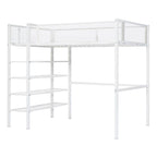 White/Pink/Black Twin Metal Loft Bed with Shelves, 1-Person