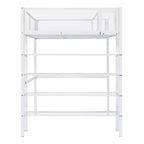White/Pink/Black Twin Metal Loft Bed with Shelves, 1-Person