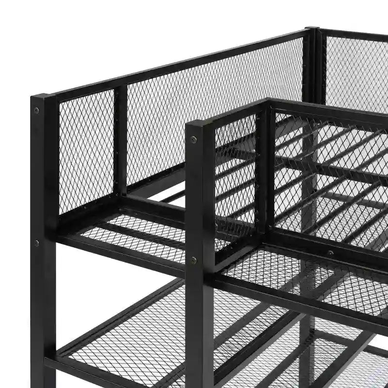 White/Pink/Black Twin Metal Loft Bed with Shelves, 1-Person