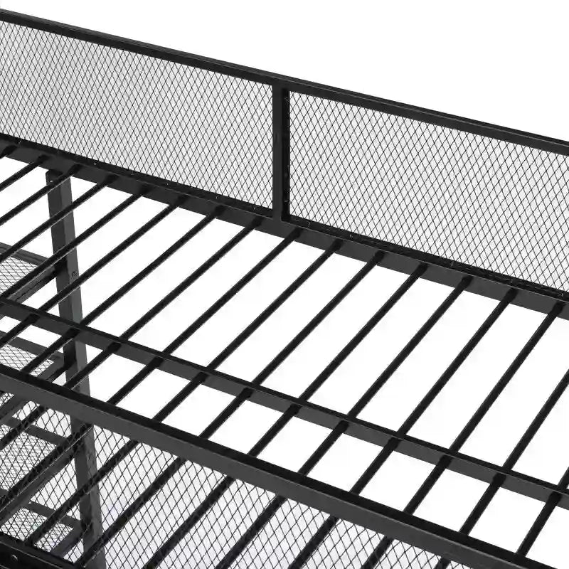 White/Pink/Black Twin Metal Loft Bed with Shelves, 1-Person