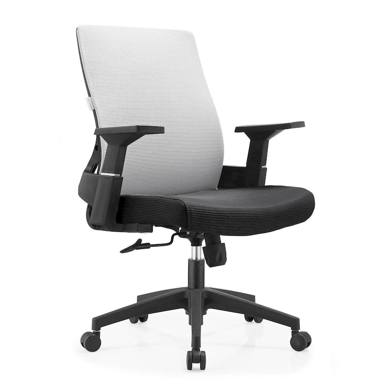 Chaise de bureau pivotante mi-dossier, noire / blanche / grise / bleue, hauteur réglable, un seul siège