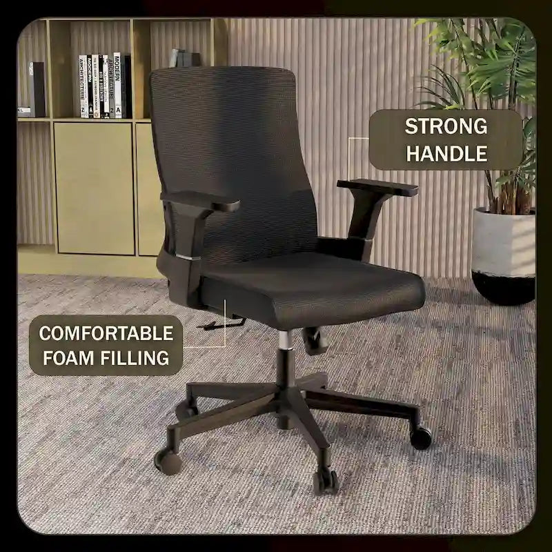 Black / White / Grey / Blue Mid-Back Swivel Office Chair, Adjustable Height, Single Seat