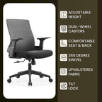Black / White / Grey / Blue Mid-Back Swivel Office Chair, Adjustable Height, Single Seat