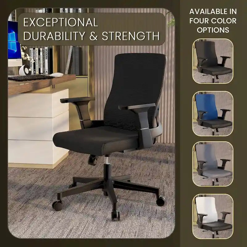 Black / White / Grey / Blue Mid-Back Swivel Office Chair, Adjustable Height, Single Seat
