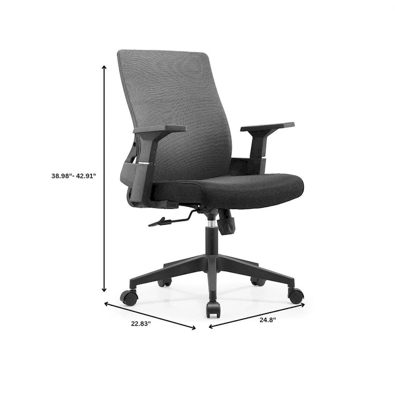 Black / White / Grey / Blue Mid-Back Swivel Office Chair, Adjustable Height, Single Seat