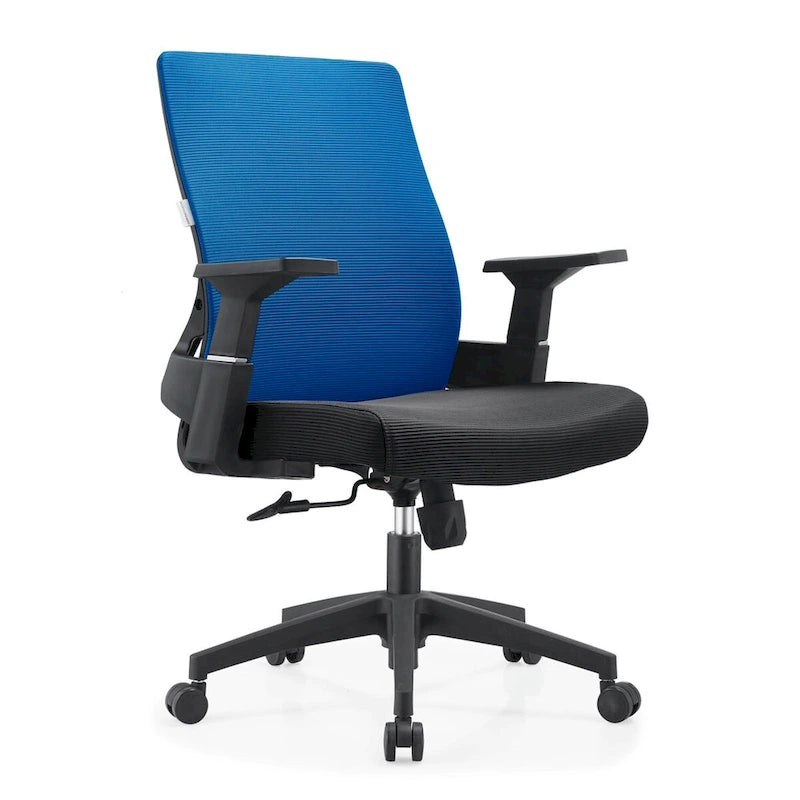 Black / White / Grey / Blue Mid-Back Swivel Office Chair, Adjustable Height, Single Seat