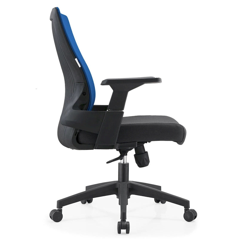 Black / White / Grey / Blue Mid-Back Swivel Office Chair, Adjustable Height, Single Seat