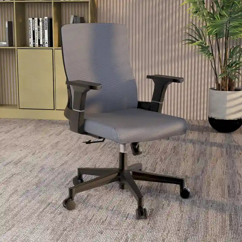 Black / White / Grey / Blue Mid-Back Swivel Office Chair, Adjustable Height, Single Seat