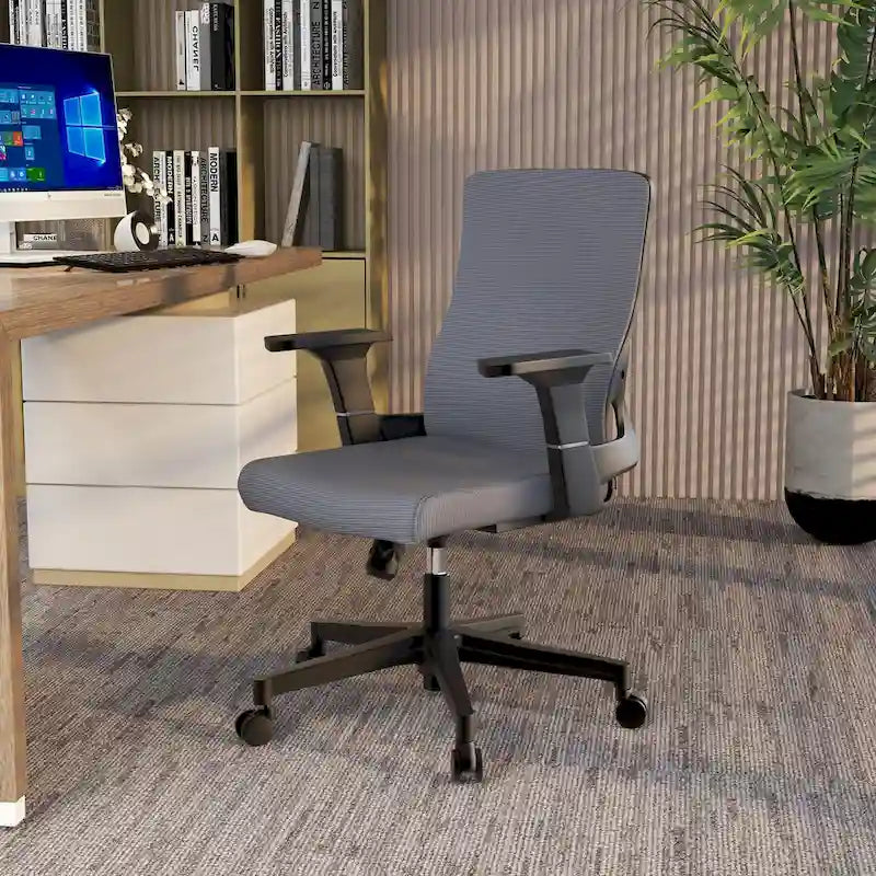 Black / White / Grey / Blue Mid-Back Swivel Office Chair, Adjustable Height, Single Seat