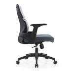 Black / White / Grey / Blue Mid-Back Swivel Office Chair, Adjustable Height, Single Seat