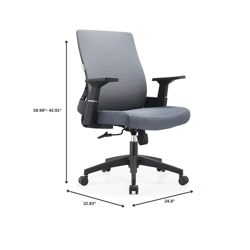 Black / White / Grey / Blue Mid-Back Swivel Office Chair, Adjustable Height, Single Seat