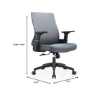 Black / White / Grey / Blue Mid-Back Swivel Office Chair, Adjustable Height, Single Seat