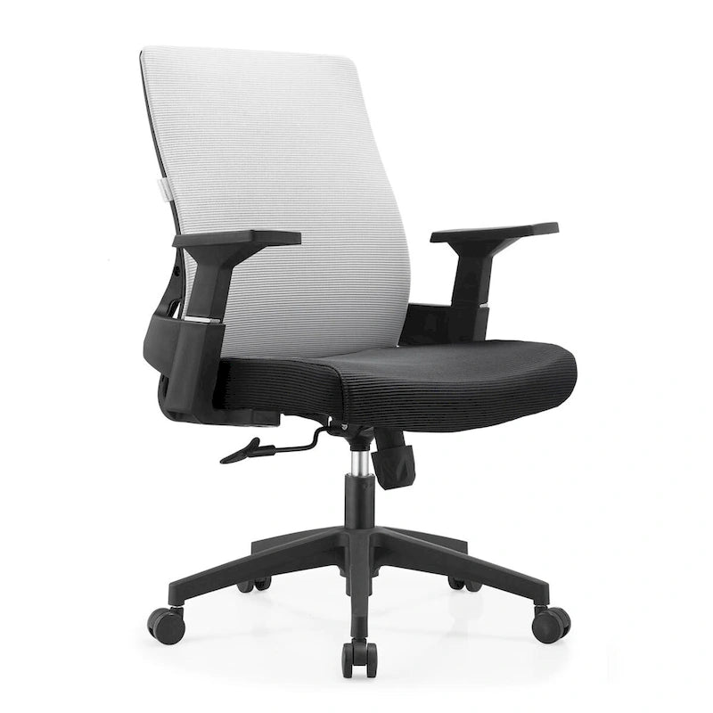 Black / White / Grey / Blue Mid-Back Swivel Office Chair, Adjustable Height, Single Seat