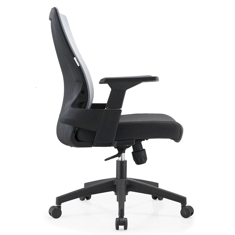 Black / White / Grey / Blue Mid-Back Swivel Office Chair, Adjustable Height, Single Seat