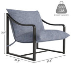 Brown Sling Accent Chair, Single Seat, Foam Cushion & Metal Frame