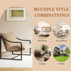 Brown Sling Accent Chair, Single Seat, Foam Cushion & Metal Frame