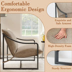 Brown Sling Accent Chair, Single Seat, Foam Cushion & Metal Frame
