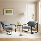 Brown Sling Accent Chair, Single Seat, Foam Cushion & Metal Frame