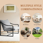 Brown Sling Accent Chair, Single Seat, Foam Cushion & Metal Frame