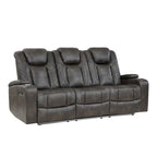 Gray Power Double Recliner Sofa, Faux Leather, 2-Seat
