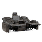 Gray Power Double Recliner Sofa, Faux Leather, 2-Seat