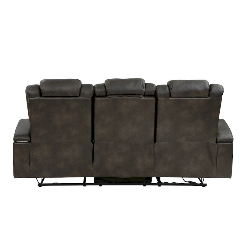 Gray Power Double Recliner Sofa, Faux Leather, 2-Seat
