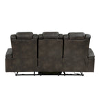 Gray Power Double Recliner Sofa, Faux Leather, 2-Seat