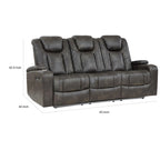 Gray Power Double Recliner Sofa, Faux Leather, 2-Seat