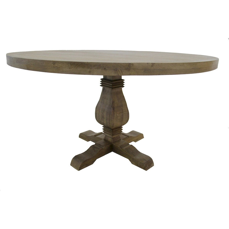 Brown Round Dining Table, Mango Wood, Seats 4