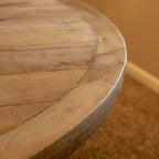 Brown Round Dining Table, Mango Wood, Seats 4