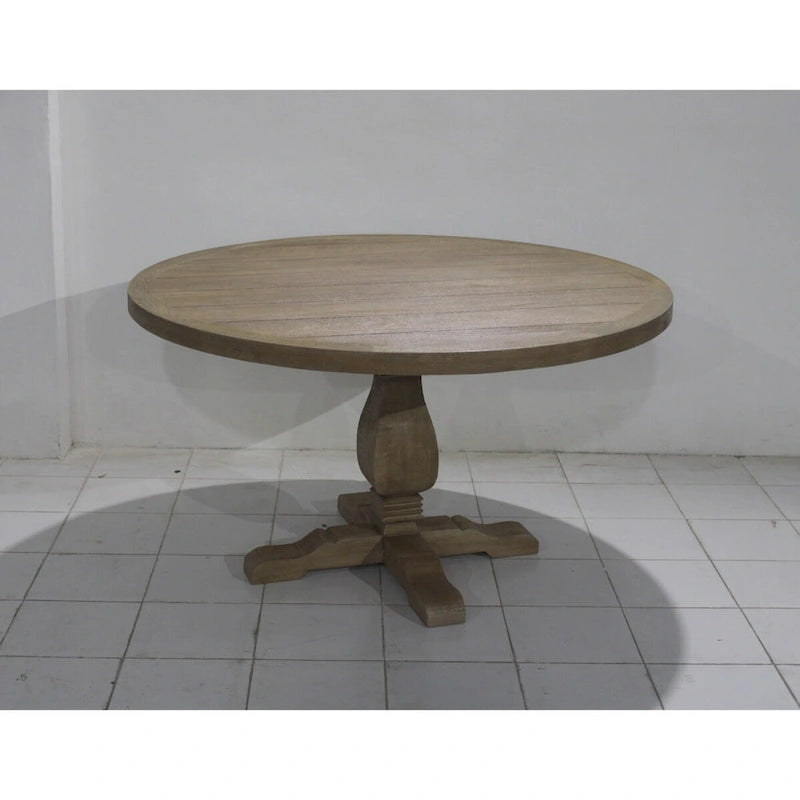 Brown Round Dining Table, Mango Wood, Seats 4