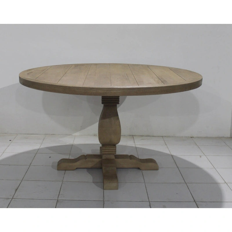 Brown Round Dining Table, Mango Wood, Seats 4